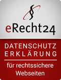 Icon von eRecht24 in rot und grau für den Datenschutz der Webseite