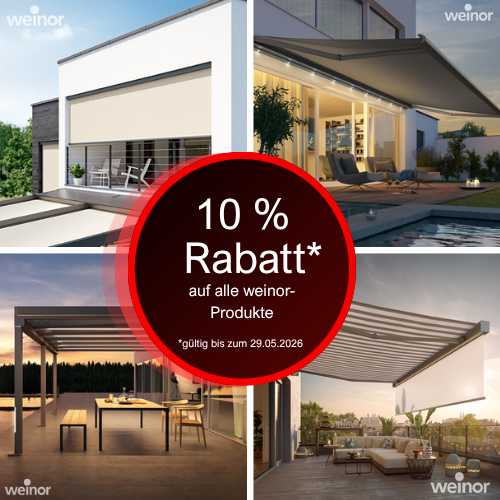 Aktion von Dirk Neumeyer auf alle weinor-Prodzkte bei einer Bestellung bis zum 29.05.26.