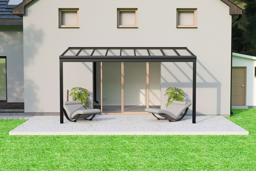 Terrassendach Pigato Plus der Firma Deponti-Ansicht frontal.