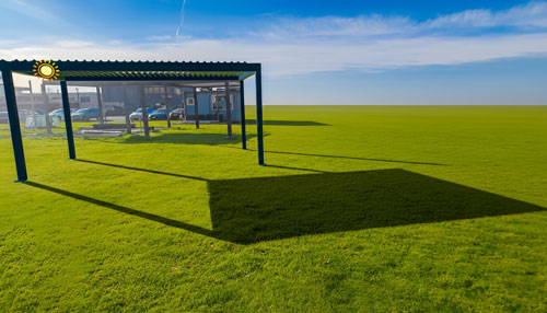 Ein neues Terrassendach realistisch dargestellt durch die VR-Brille von weinor.